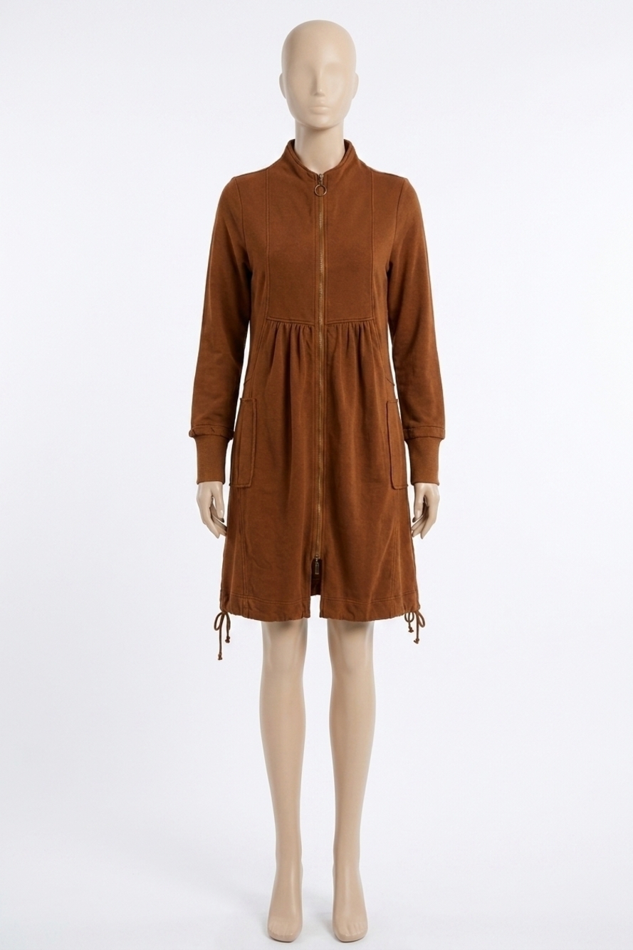 NEW XCVI fleece funnel-neck longcoat in russet pigment